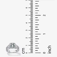 DiamonArt® Womens 1/4 CT. T.W. White Cubic Zirconia Platinum Over Silver Round Engagement Ring