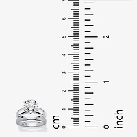 DiamonArt® Womens 3 1/2 CT. T.W White Cubic Zirconia Platinum Over Silver Round Bridal Set