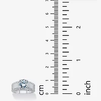 DiamonArt® Womens 3 1/4 CT. T.W. White Cubic Zirconia Platinum Over Silver Round Engagement Ring