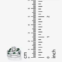 DiamonArt® Womens 2 1/3 CT. T.W. White Cubic Zirconia Platinum Over Silver Round Bridal Set