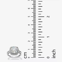DiamonArt® Womens CT. T.W. Lab Created White Sapphire Platinum Over Silver Square Engagement Ring