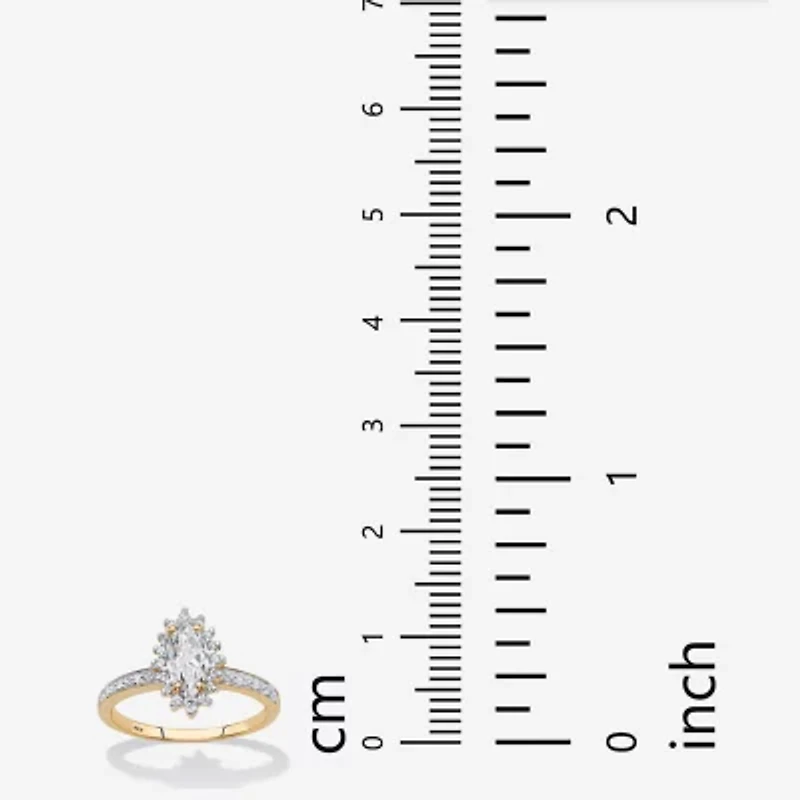 DiamonArt® Womens 1 5/8 CT. T.W. Lab Created White Sapphire 18K Gold Over Silver Diamond Engagement Ring