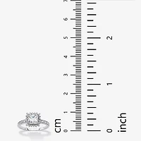 DiamonArt® Womens 1 1/ CT. T.W. Lab Created White Sapphire Platinum Over Silver Square Engagement Ring