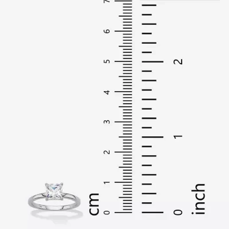 DiamonArt® Womens 1 1/6 CT. T.W. Lab Created White Sapphire Platinum Over Silver Square Engagement Ring