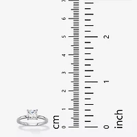 DiamonArt® Womens 1 1/6 CT. T.W. Lab Created White Sapphire Platinum Over Silver Square Engagement Ring