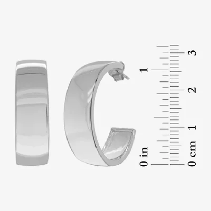 Silver Reflections Womens 30mm Hoop Earrings