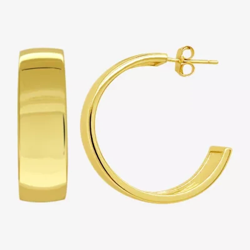 Silver Reflections Womens 14K Gold Over Brass 30mm Hoop Earrings