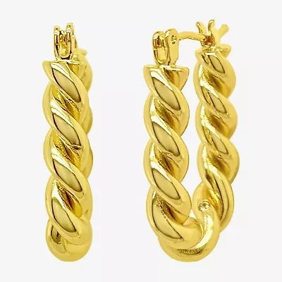 Silver Reflections Womens 14K Gold Over Brass 24mm Hoop Earrings