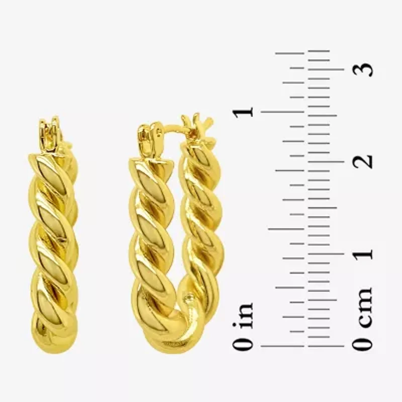 Silver Reflections Womens 14K Gold Over Brass 24mm Hoop Earrings