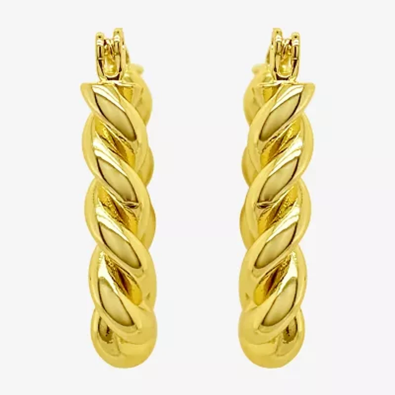 Silver Reflections Womens 14K Gold Over Brass 24mm Hoop Earrings