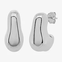 Silver Reflections Womens 20mm Hoop Earrings