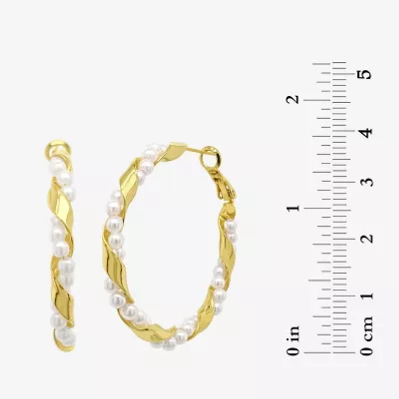 Silver Reflections Womens 14K Gold Over Brass 41mm Hoop Earrings