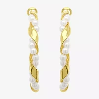 Silver Reflections Womens 14K Gold Over Brass 41mm Hoop Earrings