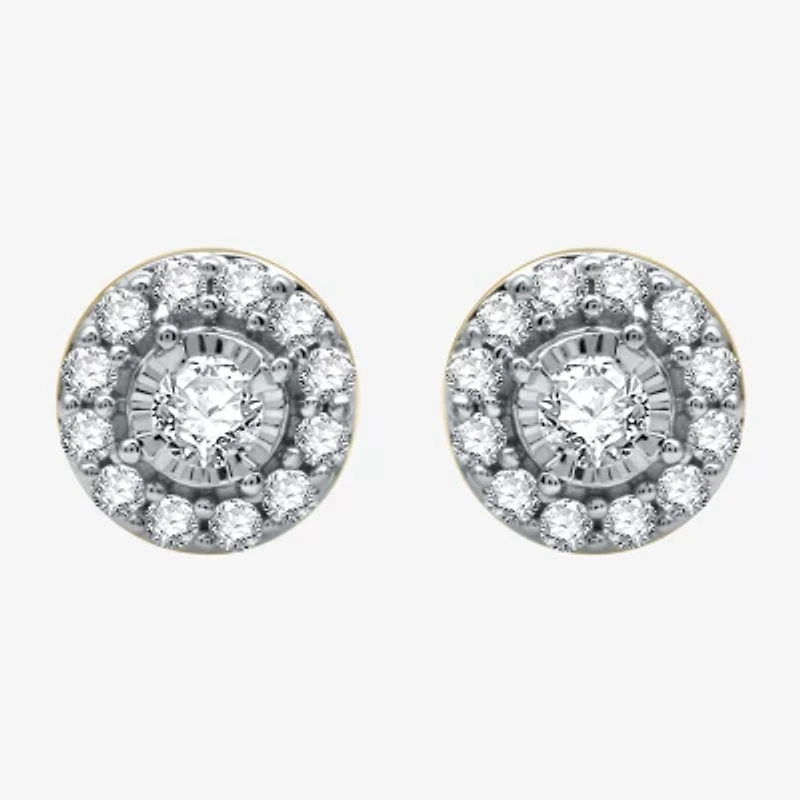 3/8 CT. T.W. Natural White Diamond 10K Gold 7.2mm Round Stud Earrings