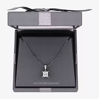 Womens 1 CT. Lab Grown White Diamond 10K White Gold 18 Inch Pendant Necklace