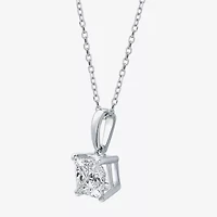 Womens 1 CT. Lab Grown White Diamond 10K White Gold 18 Inch Pendant Necklace