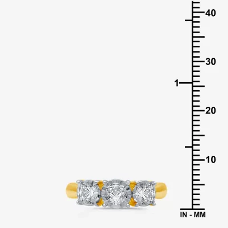 (G / SI1-SI2) Womens 1 CT. T.W. Lab Grown White Diamond 10K Gold Round 3-Stone Engagement Ring