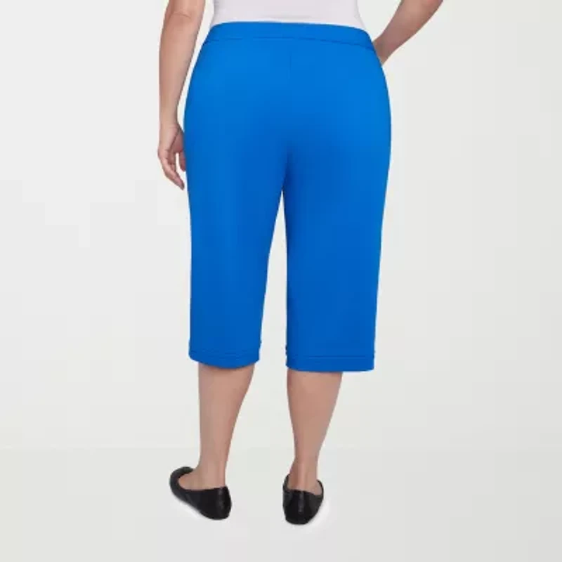 Alfred Dunner Parrot Cay Womens Plus Stretch Fabric Slim Capri Pant