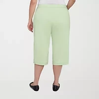 Alfred Dunner Parrot Cay Womens Plus Stretch Fabric Slim Capri Pant
