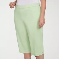 Alfred Dunner Parrot Cay Womens Plus Stretch Fabric Slim Capri Pant