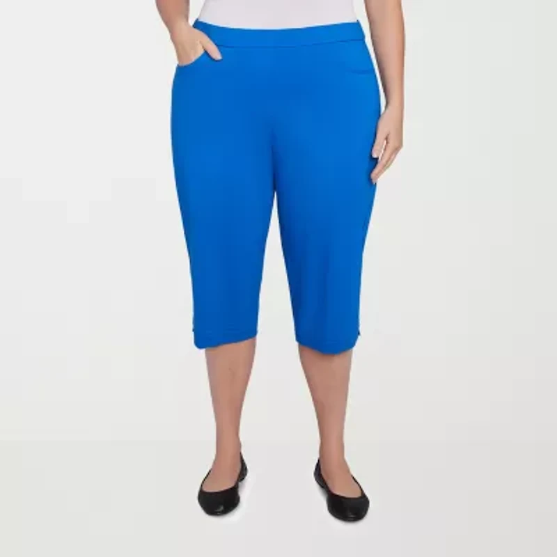 Alfred Dunner Parrot Cay Womens Plus Stretch Fabric Slim Capri Pant