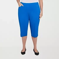 Alfred Dunner Parrot Cay Womens Plus Stretch Fabric Slim Capri Pant