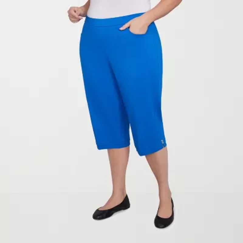 Alfred Dunner Parrot Cay Womens Plus Stretch Fabric Slim Capri Pant