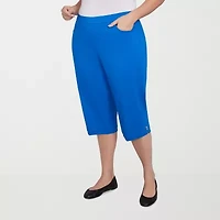 Alfred Dunner Parrot Cay Womens Plus Stretch Fabric Slim Capri Pant