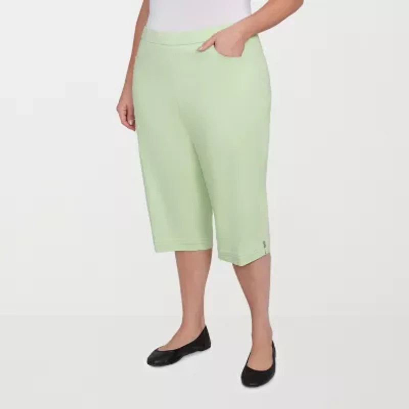 Alfred Dunner Parrot Cay Womens Plus Stretch Fabric Slim Capri Pant