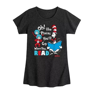Big Kid Girls Crew Neck Short Sleeve Dr. Seuss T-Shirt