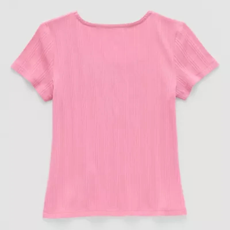 Thereabouts Little & Big Kid Girls Square Neck Short Sleeve T-Shirt