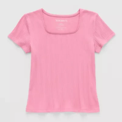 Thereabouts Little & Big Kid Girls Square Neck Short Sleeve T-Shirt