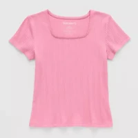 Thereabouts Little & Big Kid Girls Square Neck Short Sleeve T-Shirt