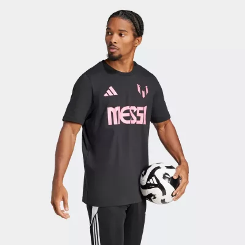 adidas Messi Mens Crew Neck Short Sleeve Active T-Shirt