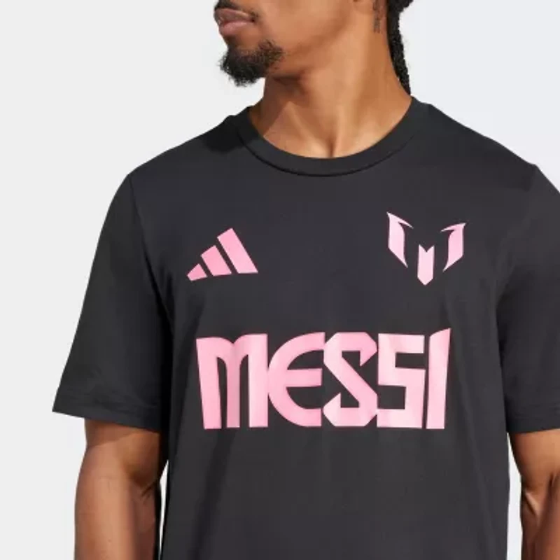 adidas Messi Mens Crew Neck Short Sleeve Active T-Shirt