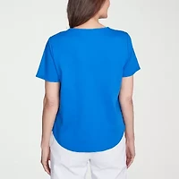 Alfred Dunner Parrot Cay Womens Crew Neck Short Sleeve T-Shirt