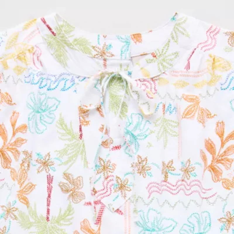 St. John's Bay Womens Plus Easy-on + Easy-off Hidden Access Opening Split Tie Neck Sleeveless Blouse