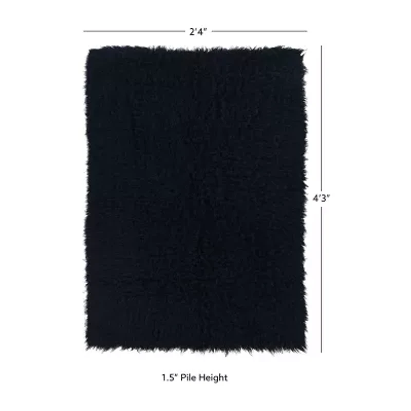 Linon Flokati Solid Woven Rectangular Accent Rug