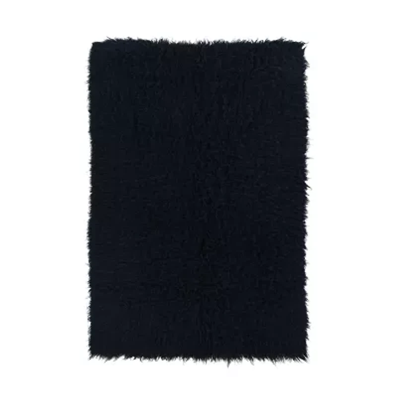 Linon Flokati Solid Woven Rectangular Accent Rug