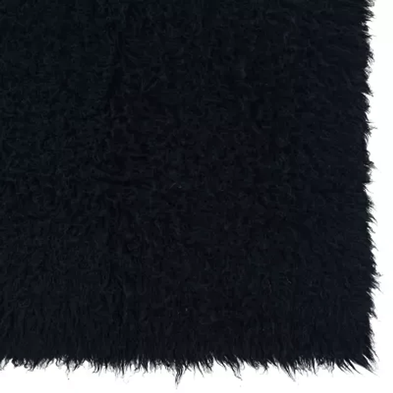 Linon Flokati Solid Woven Rectangular Accent Rug