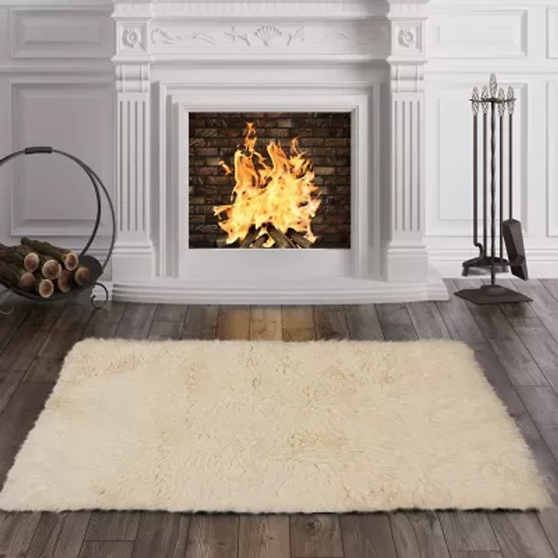 Linon Flokati Solid Woven Rectangular Accent Rug