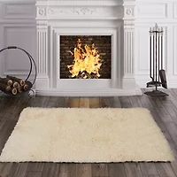 Linon Flokati Solid Woven Rectangular Accent Rug