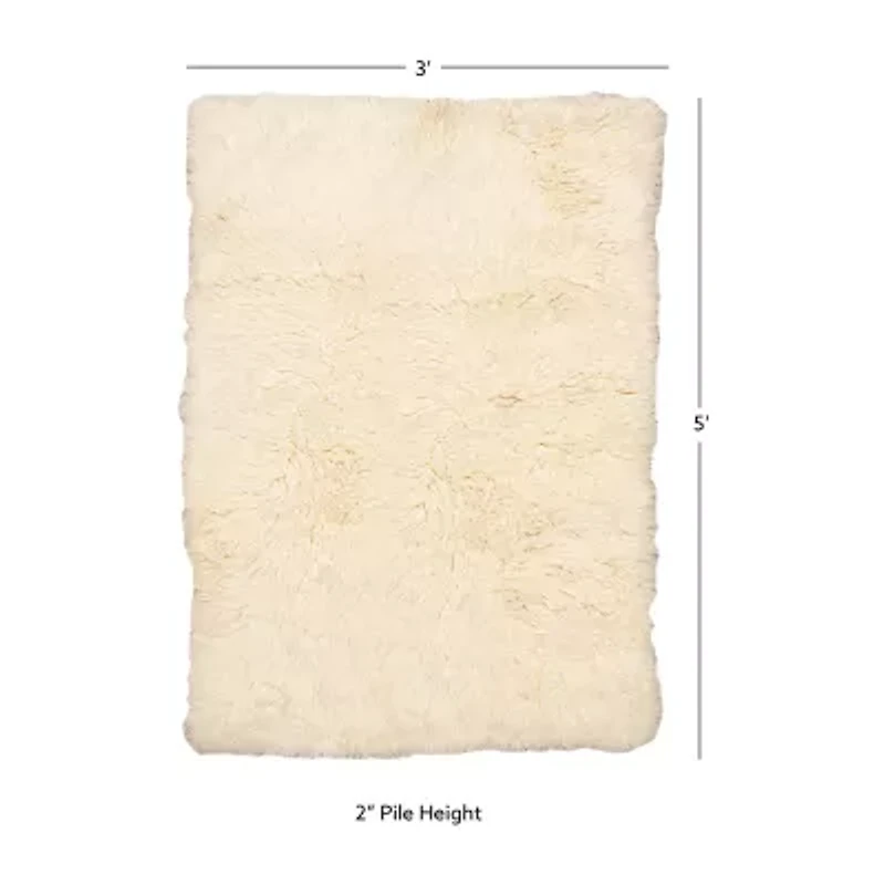 Linon Flokati Solid Woven Rectangular Accent Rug