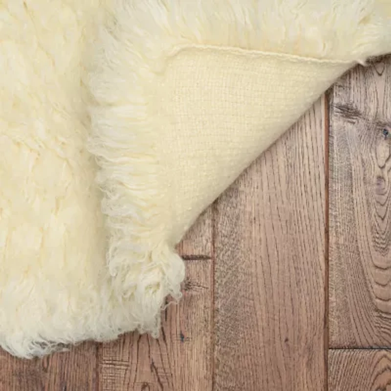 Linon Flokati Solid Woven Rectangular Accent Rug