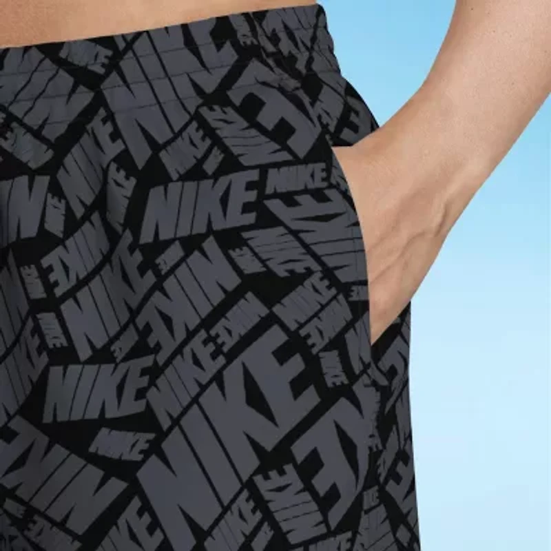 Nike Mens Drawstring Waist Logo Swim Trunks