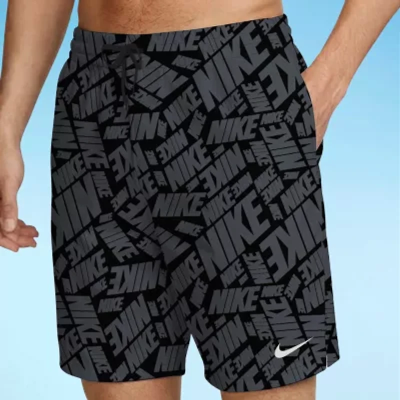 Nike Mens Drawstring Waist Logo Swim Trunks