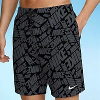 Nike Mens Drawstring Waist Logo Swim Trunks