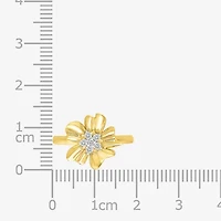 Womens 1/8 CT. T.W. Natural White Diamond 10K Gold Flower Cocktail Ring