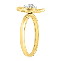 Womens 1/8 CT. T.W. Natural White Diamond 10K Gold Flower Cocktail Ring