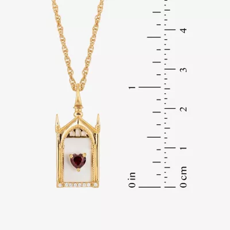 Harry Potter (F/Si2) Womens Diamond Accent Genuine Red Garnet 14K Gold Over Silver 16 Inch Pendant Necklace